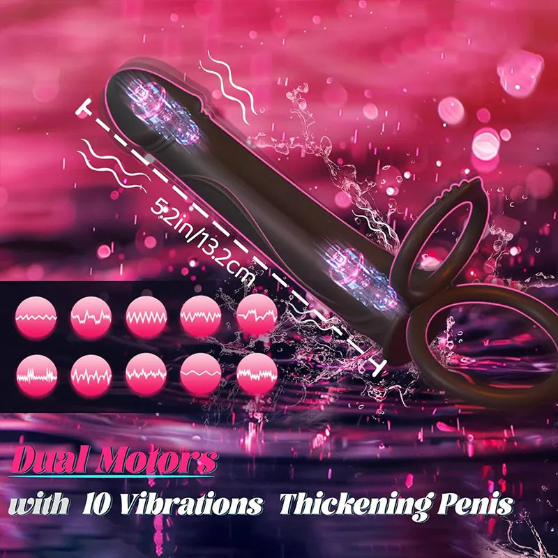 Double Penetration Penis Ring Vibrating G-Spot Dildo