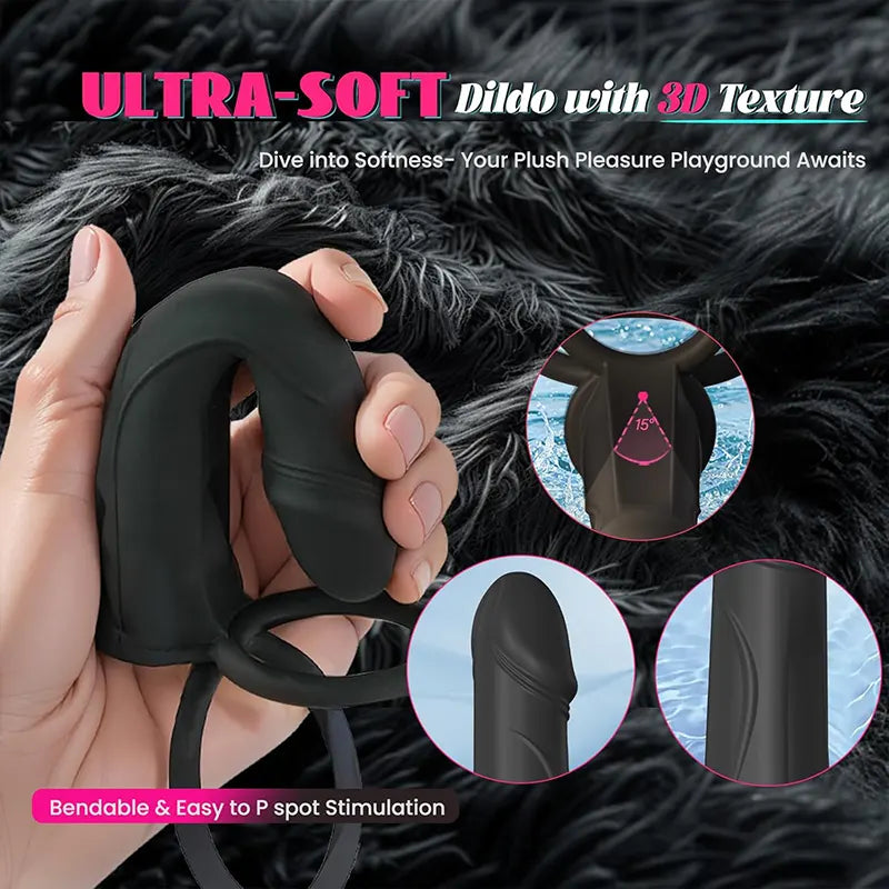 Double Penetration Penis Ring Vibrating G-Spot Dildo