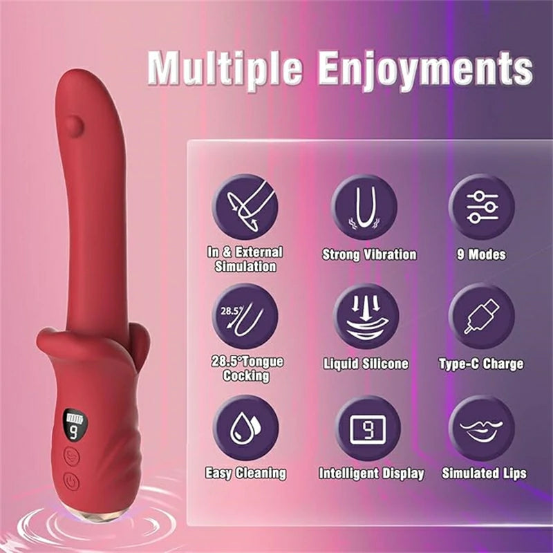 LCD Tongue Vibrator: 9 Modes of Intense Pleasure