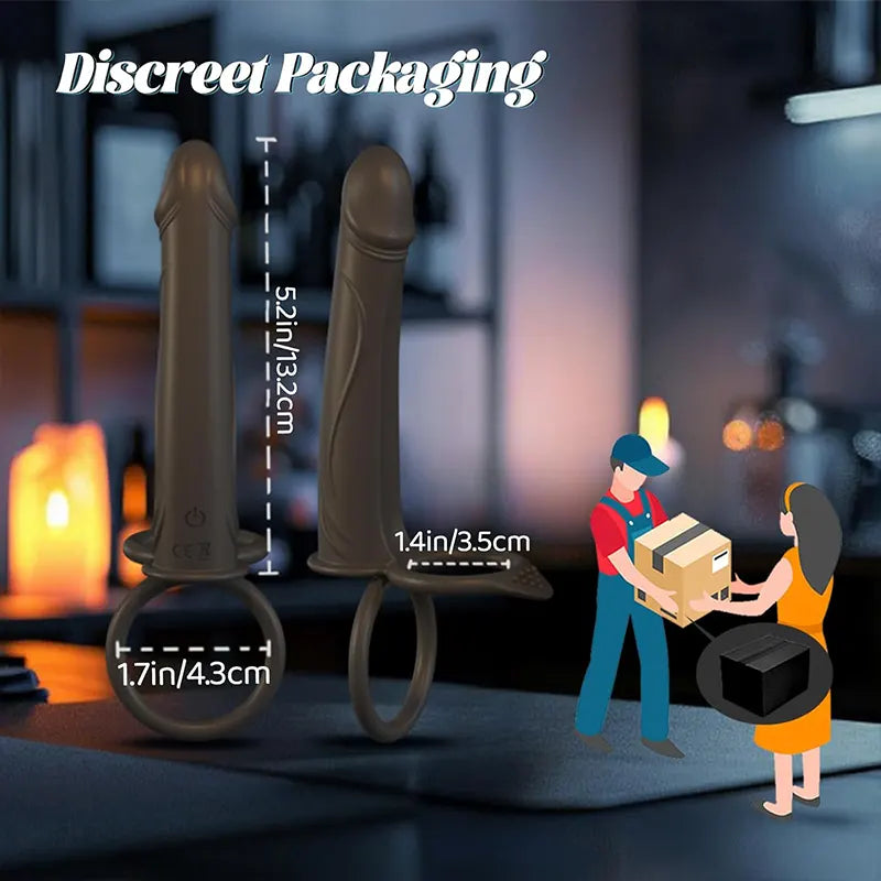 Double Penetration Penis Ring Vibrating G-Spot Dildo
