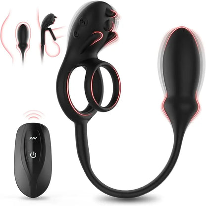 3-in-1 Stimulating Penis Ring and Anal Plugs