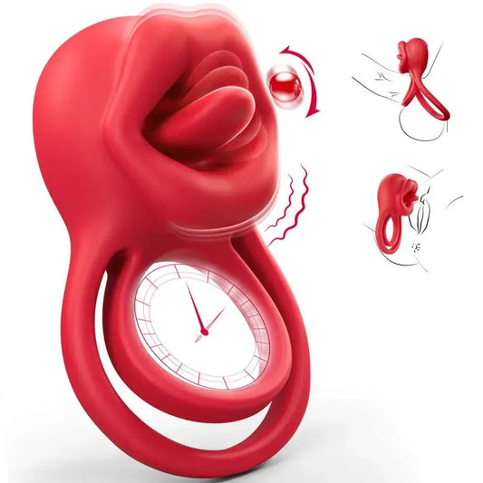 3-in-1 Tongue Licking Vibrating Penis Ring