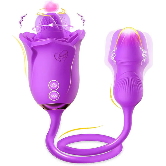 Rose Tongue Vibrator with Insertion & Clitoral Teasing