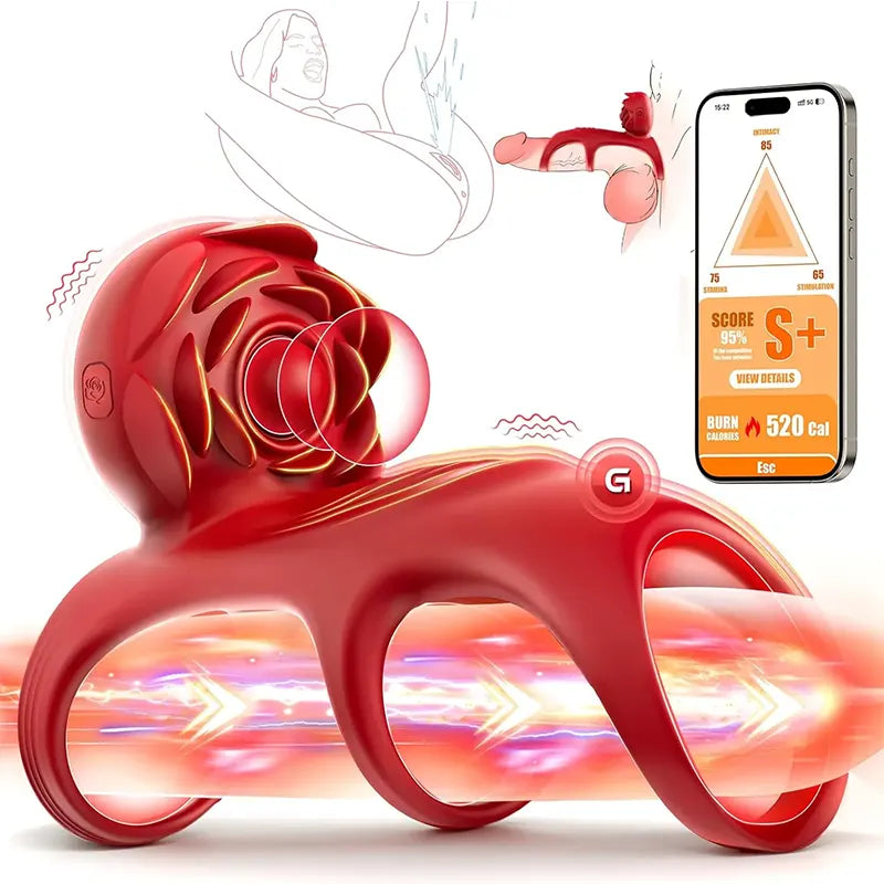 Rose 3-Ring Vibrating Penis Ring