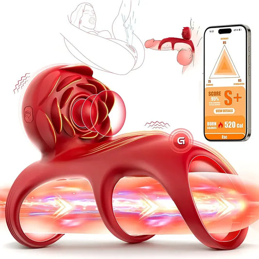 Rose 3-Ring Vibrating Penis Ring