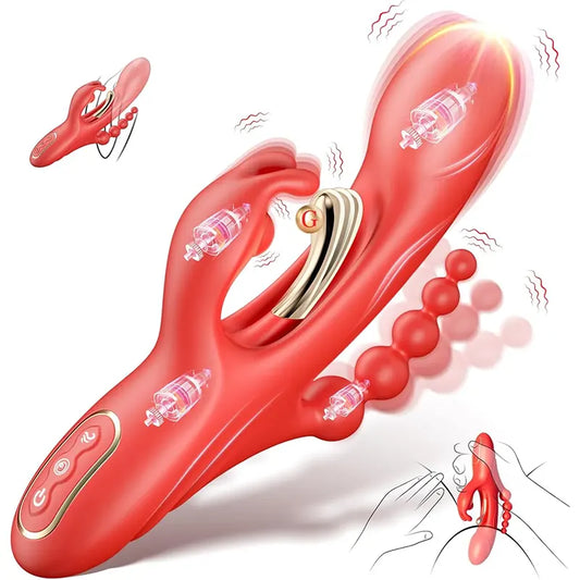 PleasurePeak 4-in-1 Vibrating Realistic Dildo with Suction
