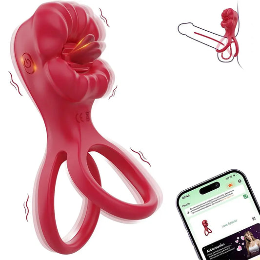 App Oral Tongue G-spot Vibrating Penis Ring