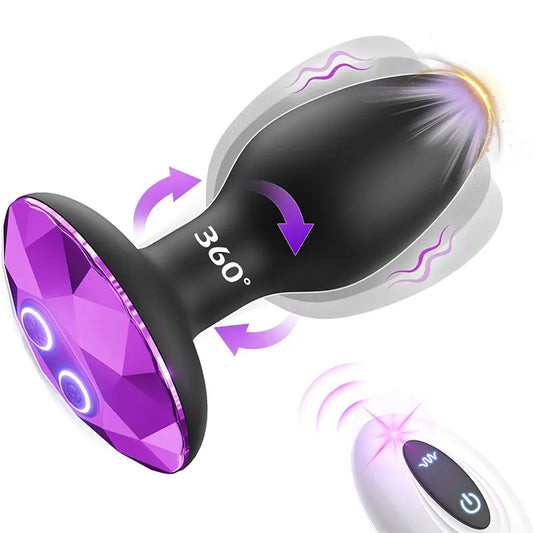 360° Purple Diamond Vibrating Anal Plug