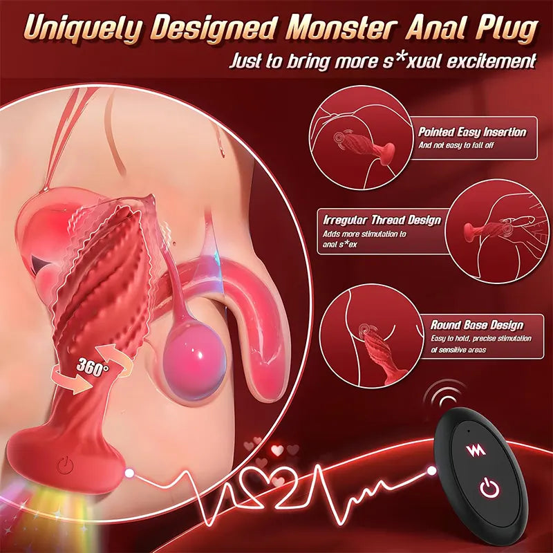 Remote Control Monster Rotation Stimulating Anal Vibrator