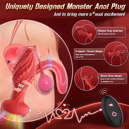 Remote Control Monster Rotation Stimulating Anal Vibrator