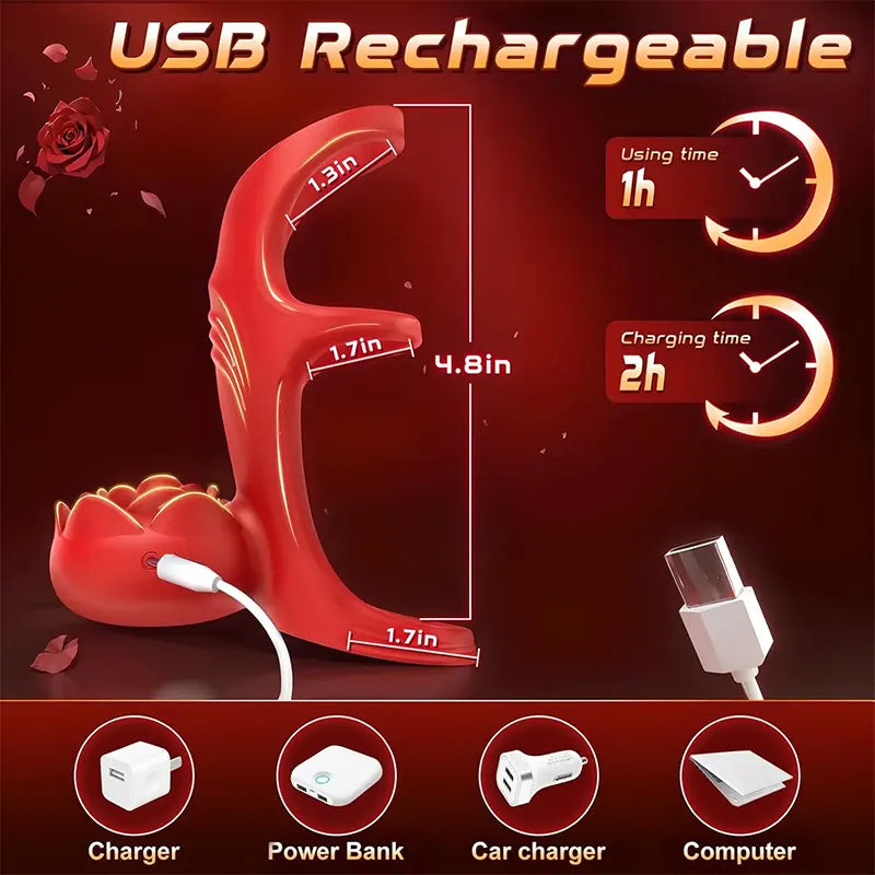 Rose 3-Ring Vibrating Penis Ring