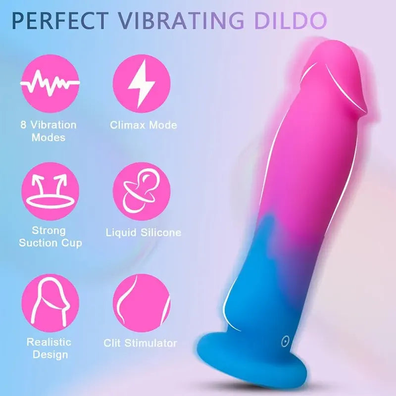 Ombre Bliss Vibrating Suction Cup Dildo