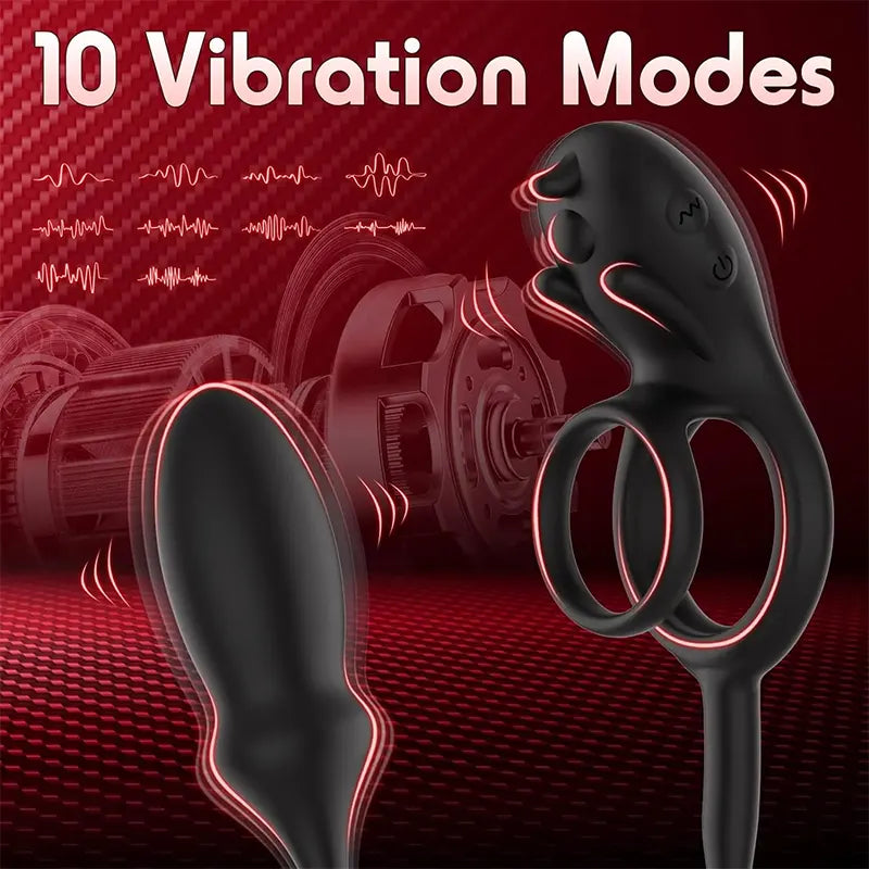 3-in-1 Stimulating Penis Ring and Anal Plugs