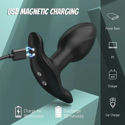 10-Mode Rotating & Vibrating Anal Plug with Remote Control