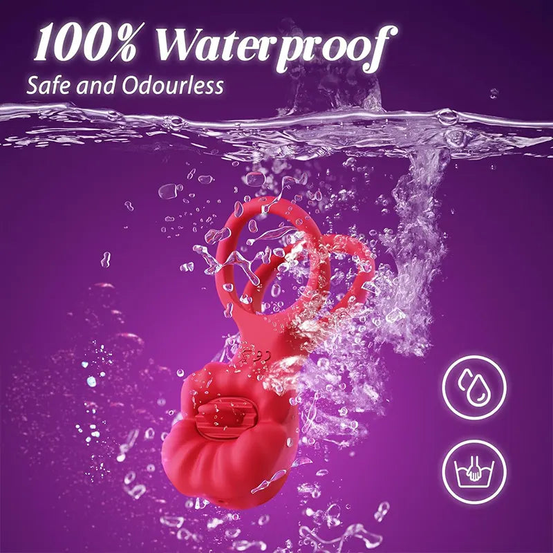App Oral Tongue G-spot Vibrating Penis Ring
