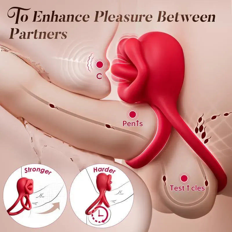 3-in-1 Tongue Licking Vibrating Penis Ring