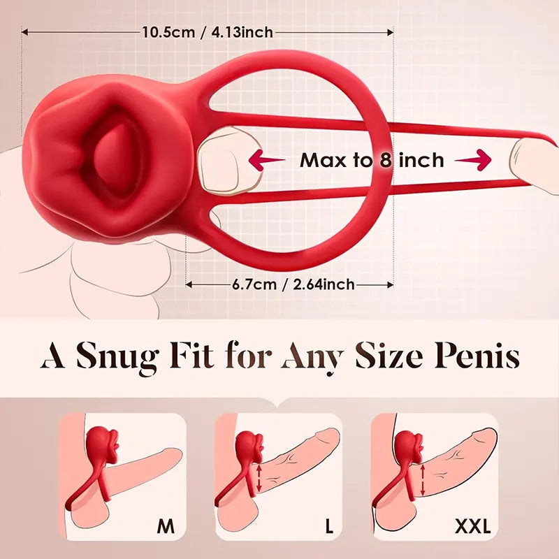 3-in-1 Tongue Licking Vibrating Penis Ring