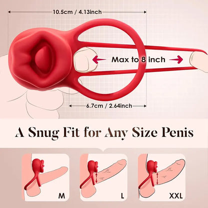 3-in-1 Tongue Licking Vibrating Penis Ring