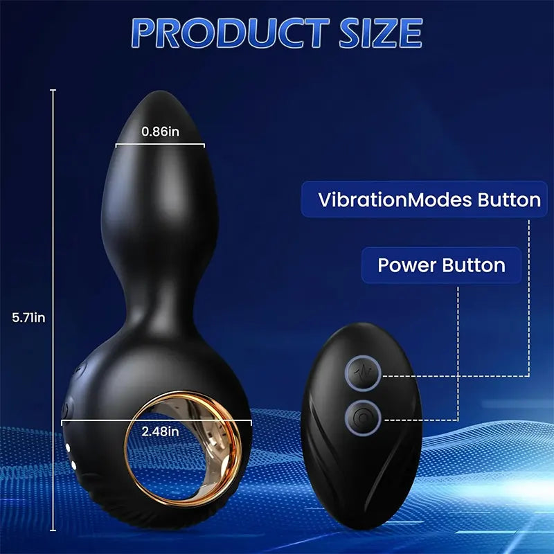 Remote-Controlled Vibrating Anal Plug with 10 Intensity Modes