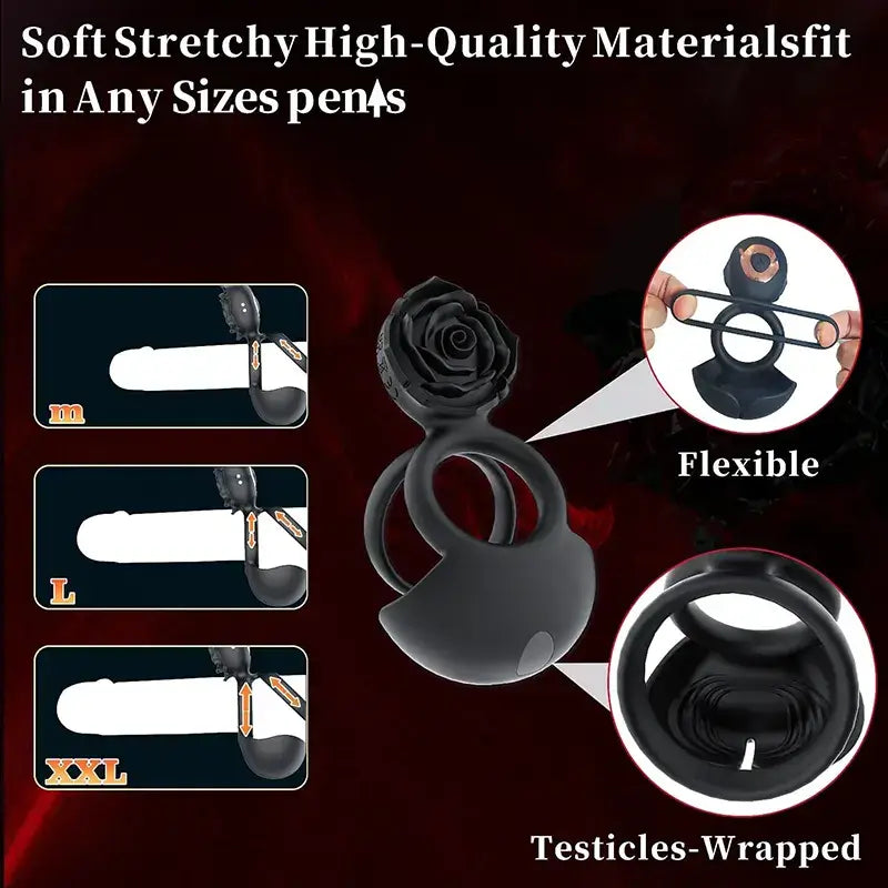 Rose Stimulation Vibrating Penis Ring
