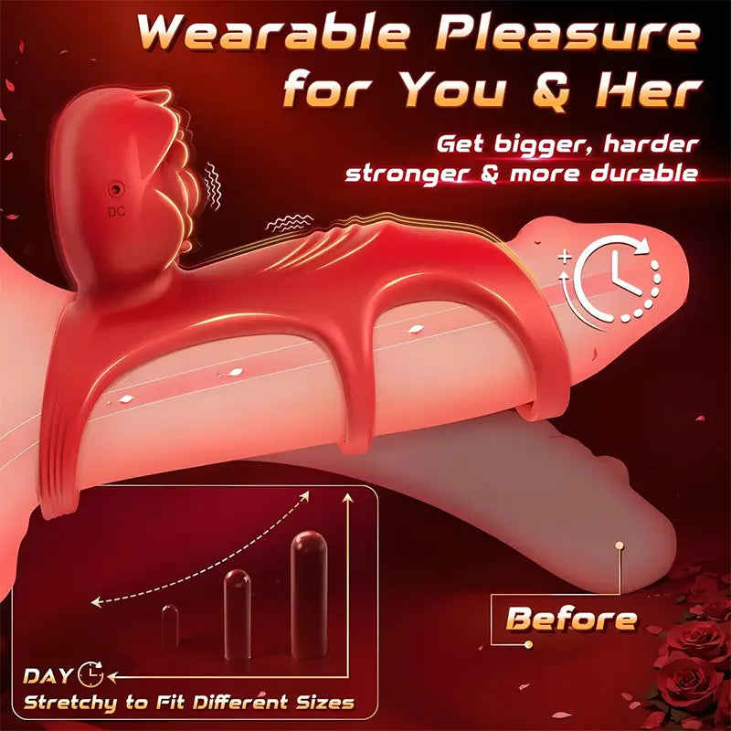 Rose 3-Ring Vibrating Penis Ring