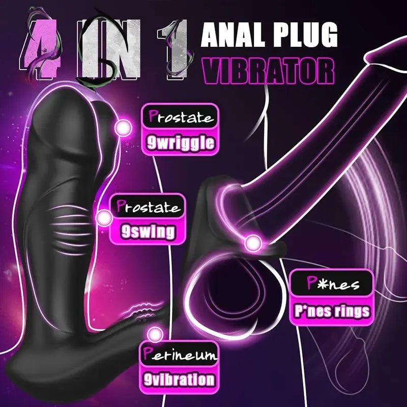 4-in-1 Oscillating Prostate Massager with Thrust & Vibration