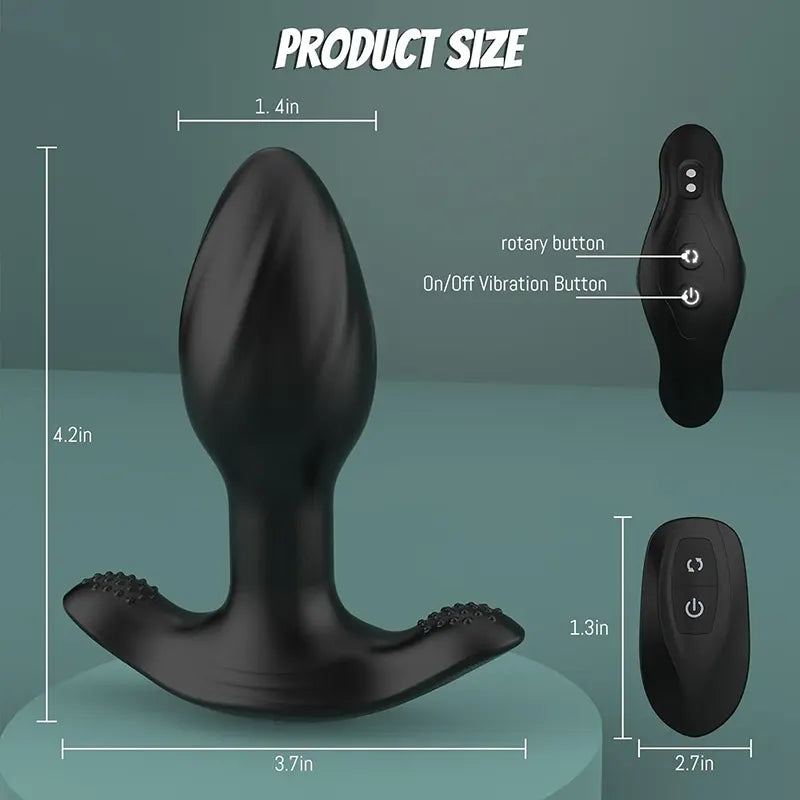 10-Mode Rotating & Vibrating Anal Plug with Remote Control
