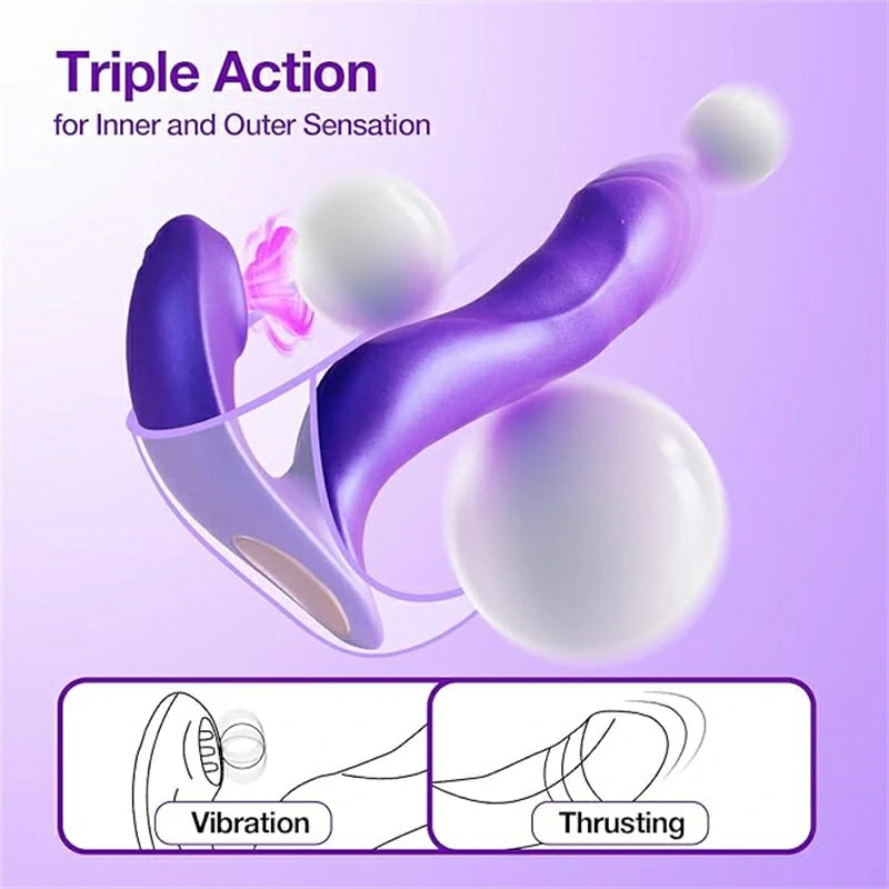 Dual Delight Wearable Thrusting Vibrator