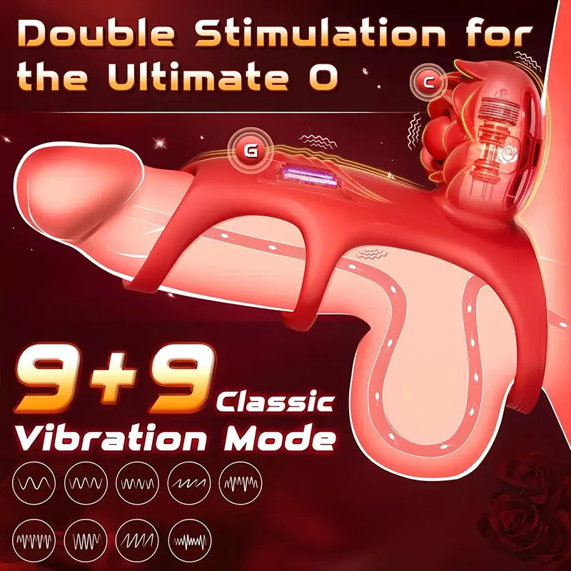 Rose 3-Ring Vibrating Penis Ring