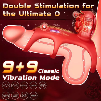 Rose 3-Ring Vibrating Penis Ring