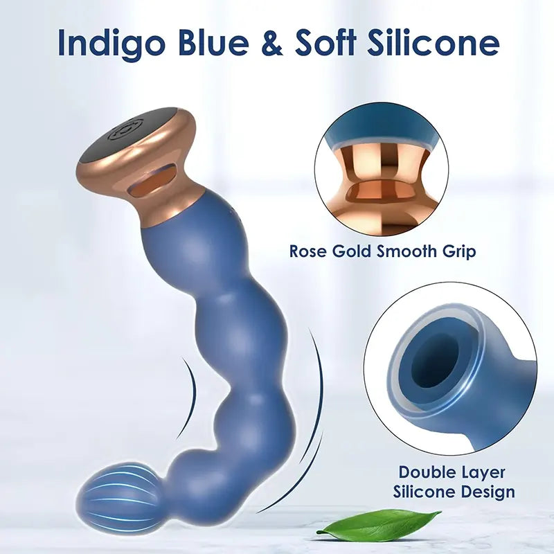 Indigo Dual-Layer Silicone Graduated Vibrating Anal Plug
