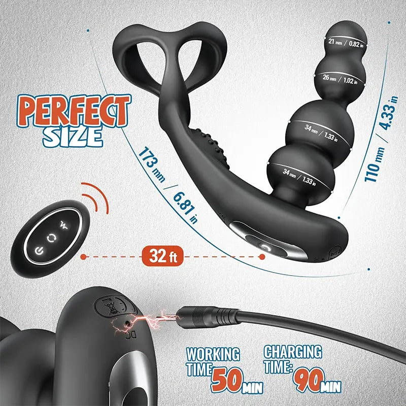 4-in-1 Rotating Prostate Massager & Anal Beads