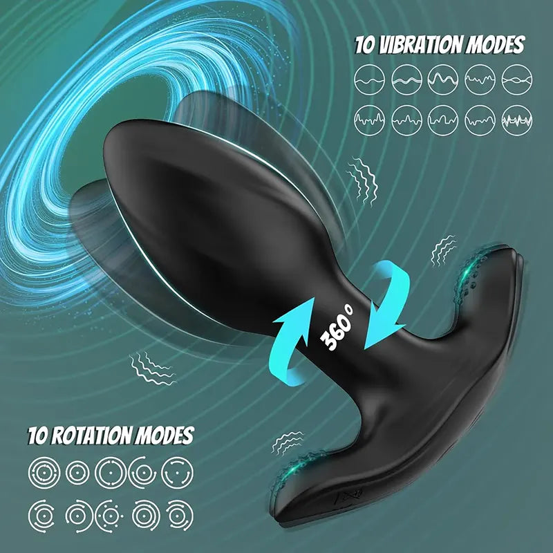 10-Mode Rotating & Vibrating Anal Plug with Remote Control