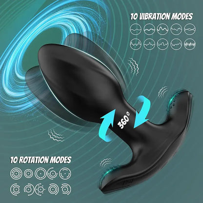 10-Mode Rotating & Vibrating Anal Plug with Remote Control