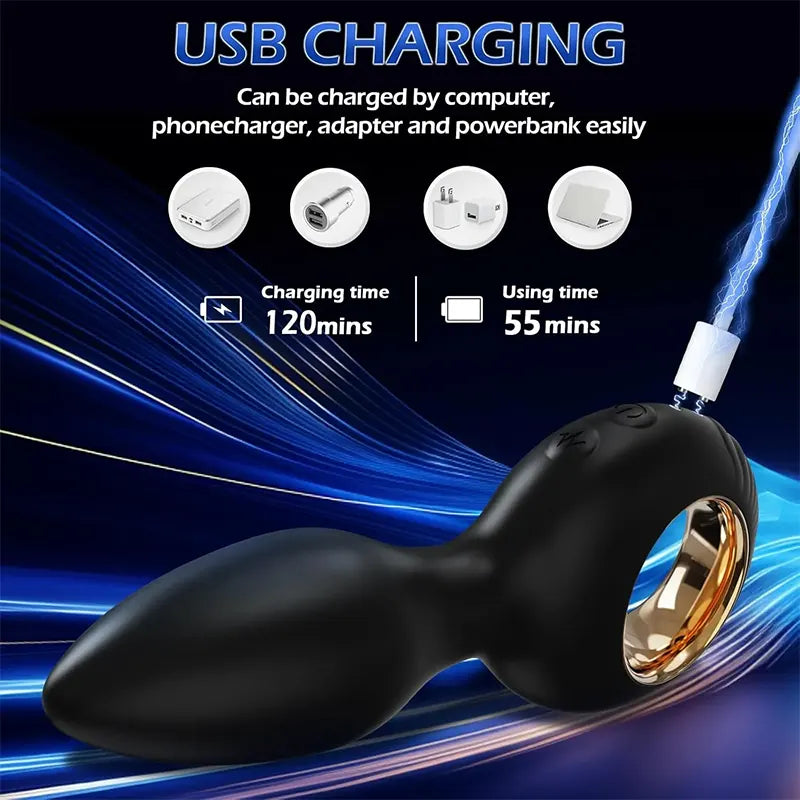 Remote-Controlled Vibrating Anal Plug with 10 Intensity Modes