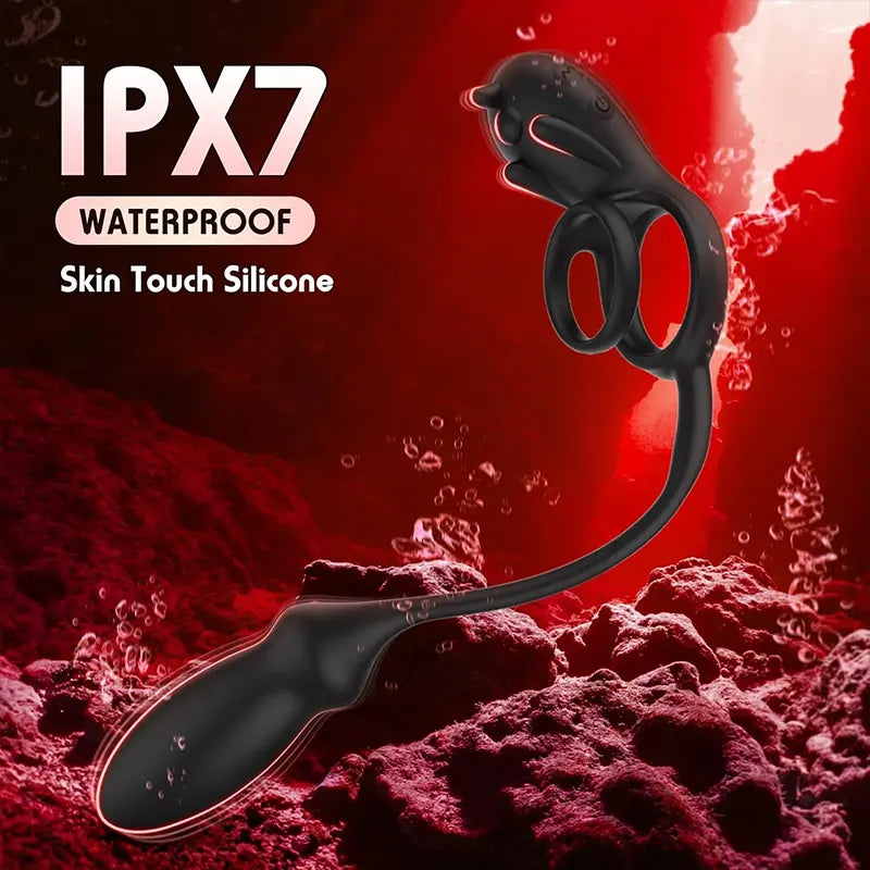 3-in-1 Stimulating Penis Ring and Anal Plugs