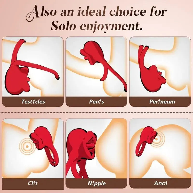 3-in-1 Tongue Licking Vibrating Penis Ring