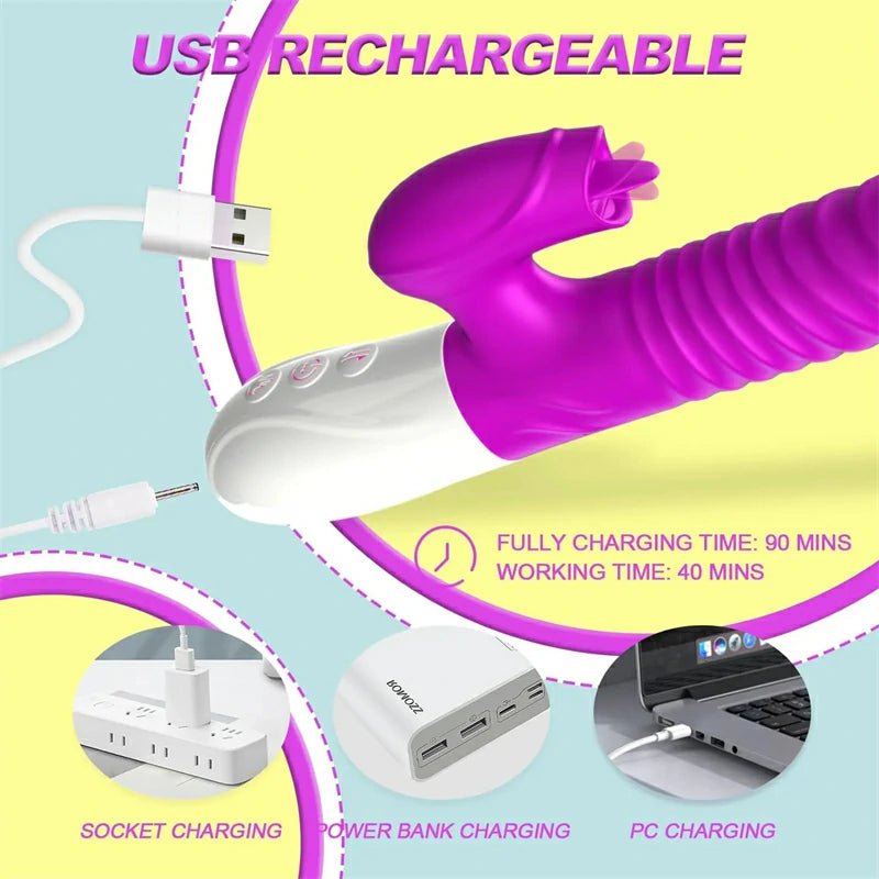 Realistic Tongue-Licking Vibrator with Heating Function