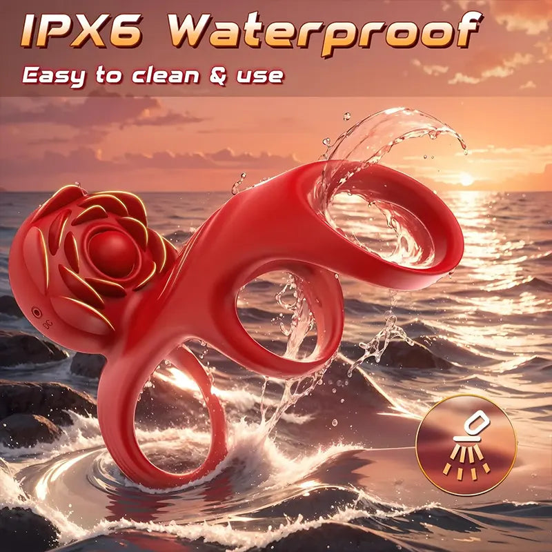 Rose 3-Ring Vibrating Penis Ring