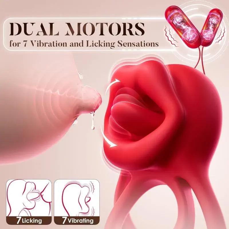 3-in-1 Tongue Licking Vibrating Penis Ring