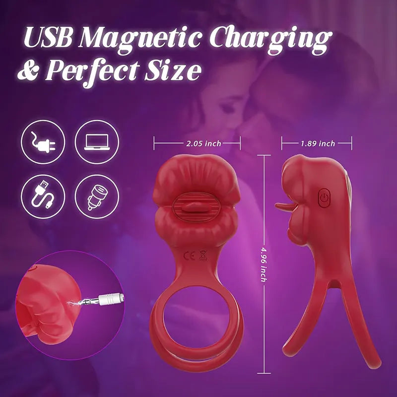 App Oral Tongue G-spot Vibrating Penis Ring