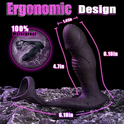 4-in-1 Oscillating Prostate Massager with Thrust & Vibration