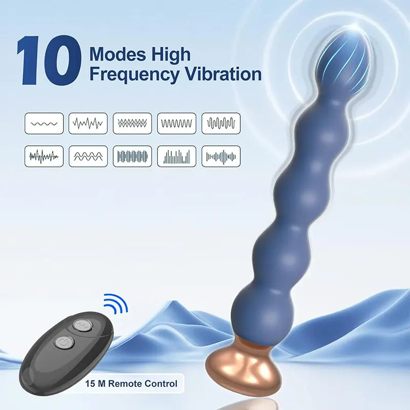 Indigo Dual-Layer Silicone Graduated Vibrating Anal Plug