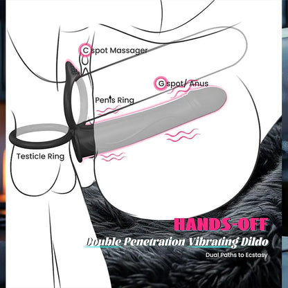 Double Penetration Penis Ring Vibrating G-Spot Dildo
