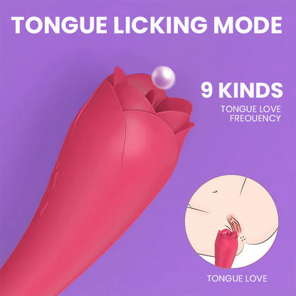 Licking ＆ Vibrating 2-in-1 Rose Masturbator